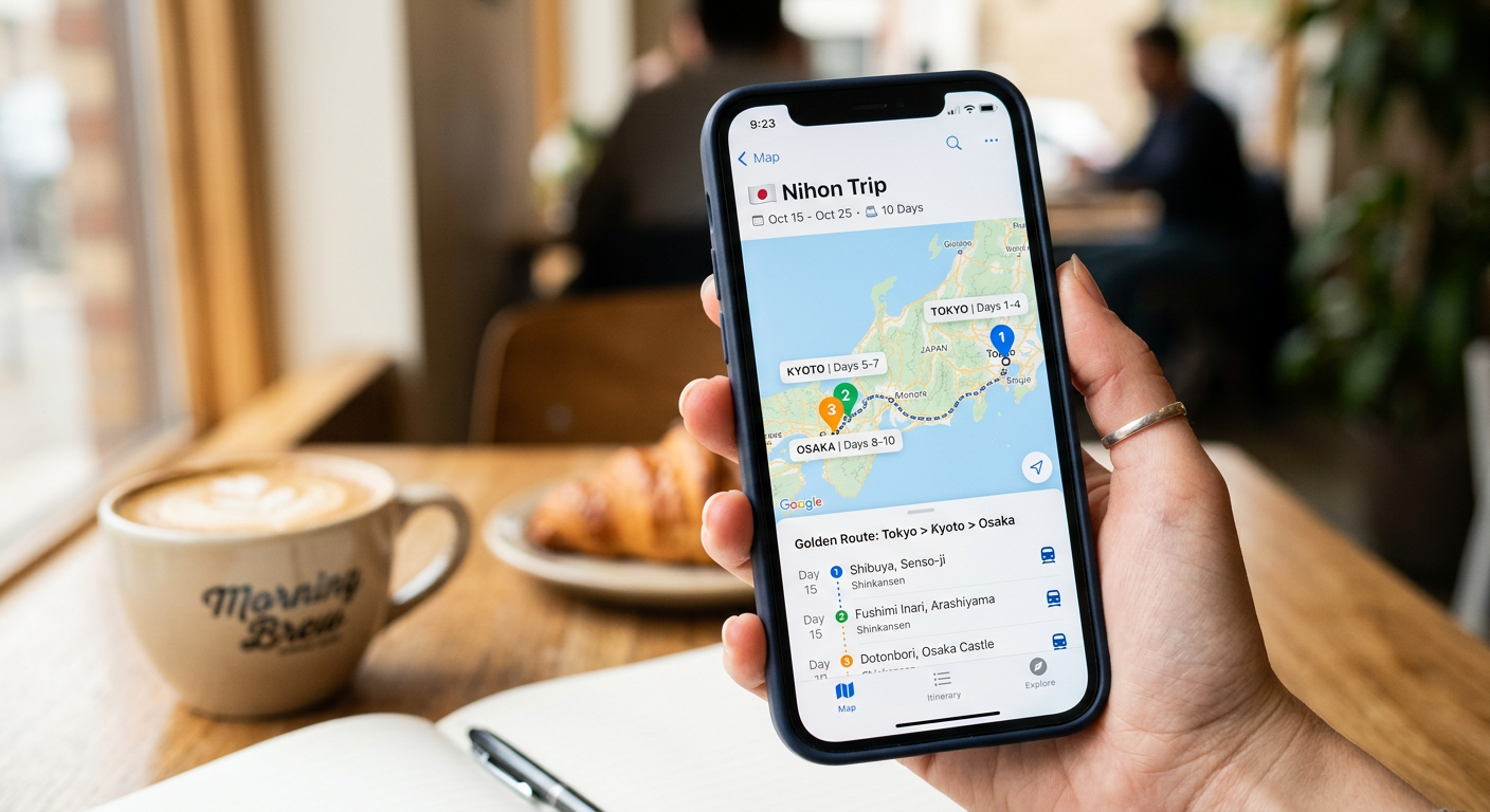 圆周旅迹 AI 智能规划对话界面，输入目的地和天数